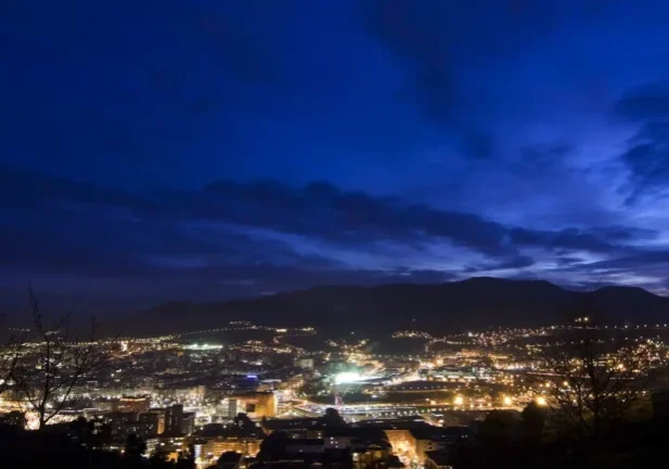 Urban light pollution in a city