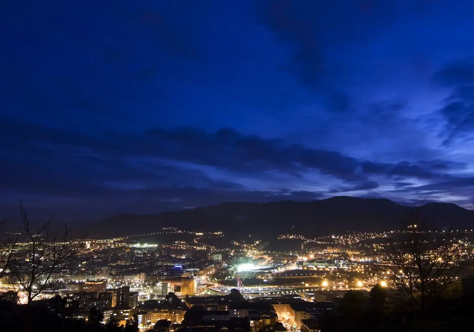 Urban light pollution in a city